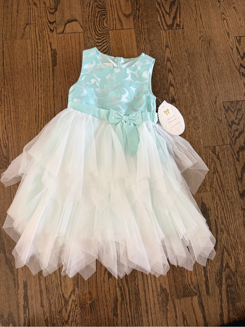 American Princess Aqua White Tulle Dress Size 5